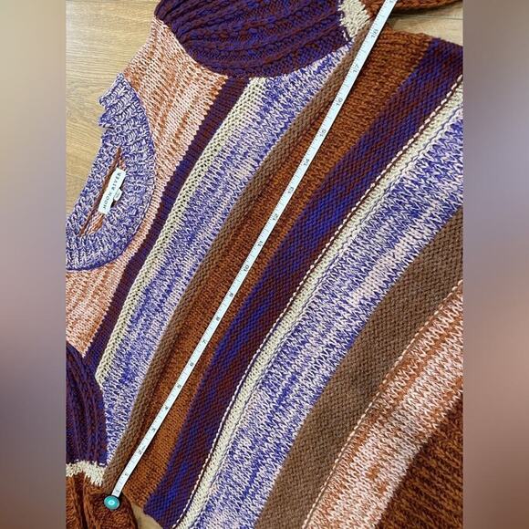 Moon River Marled Striped Crewneck Sweater Brown Purple- Small- EUC - Picture 4 of 11